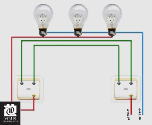 اتصال بیش از یک لامپ به کلید تبدیل