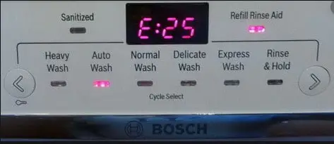 ارور E25 یا F25 ظرفشویی Bosch