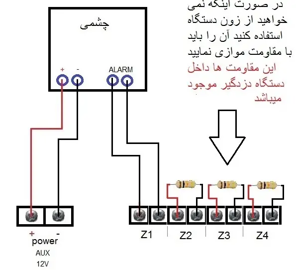 نقشه سیم کشی دزدگیر اماکن به صورت چند چشمی و سری