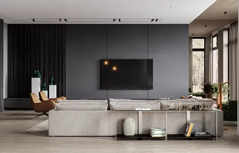 رنگ خاکستری برای دیوار پذیرایی